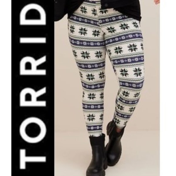 torrid Pants - ❤️NWT TORRID LEGGING - FULL LENGTH - HIGH RISE POWDERPUFF SNOWFLAKE PRINT WINTER